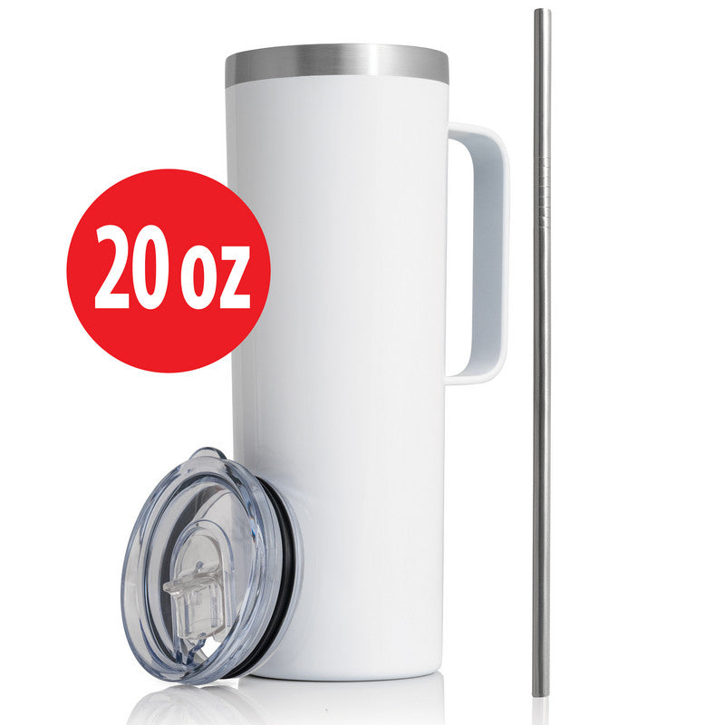 20OZ WHT SKNNY TMBLR W/HANDLE