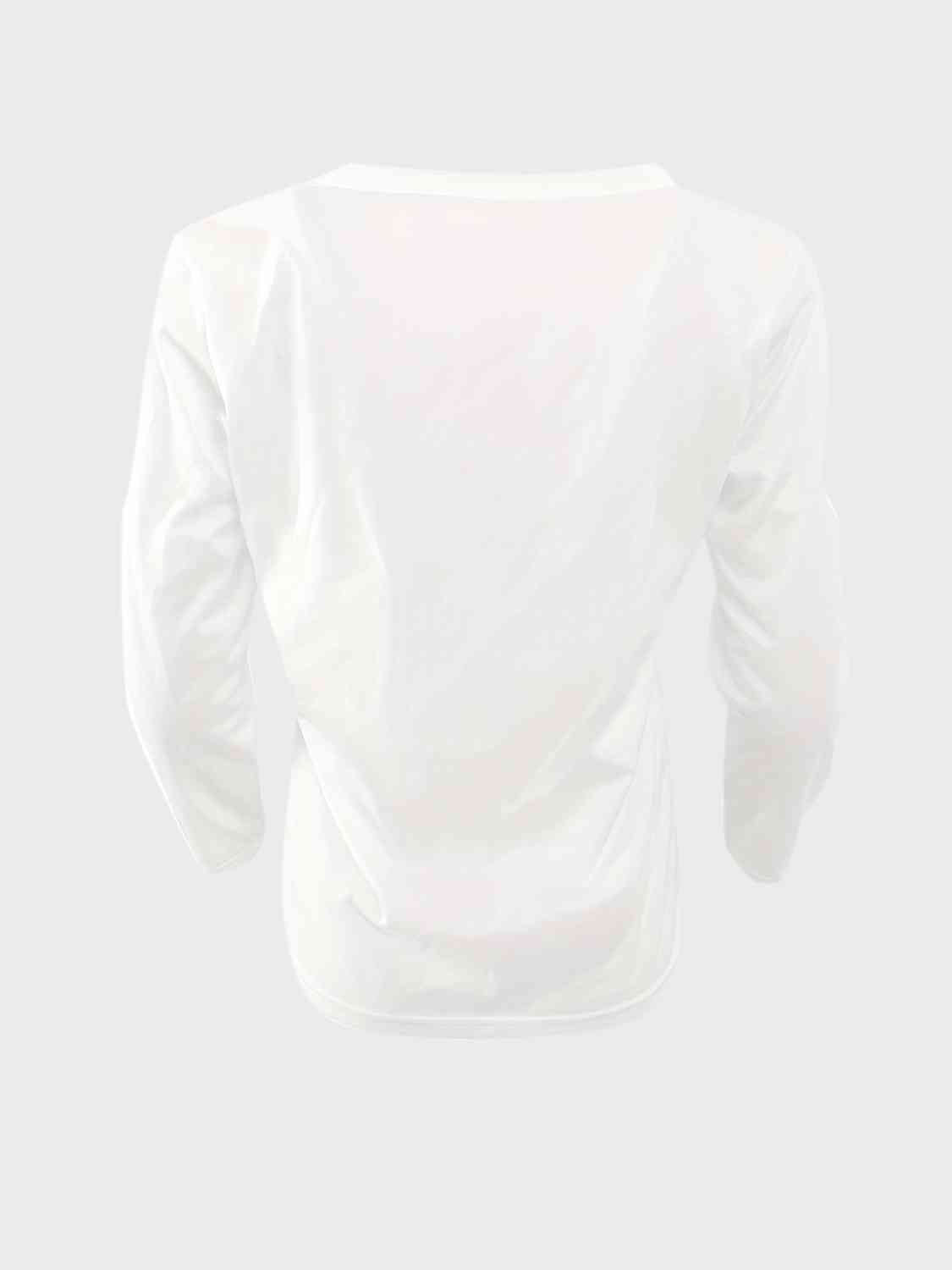 Decorative Button V-Neck T-Shirt