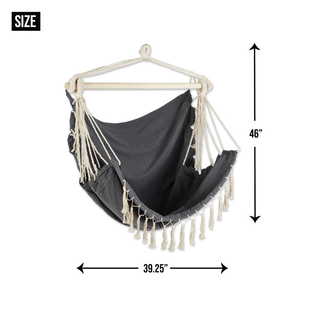Natural Hammock Chair With Fringe Trim