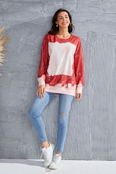 Tie Dye Round Neck Long Sleeve Sweatshirt