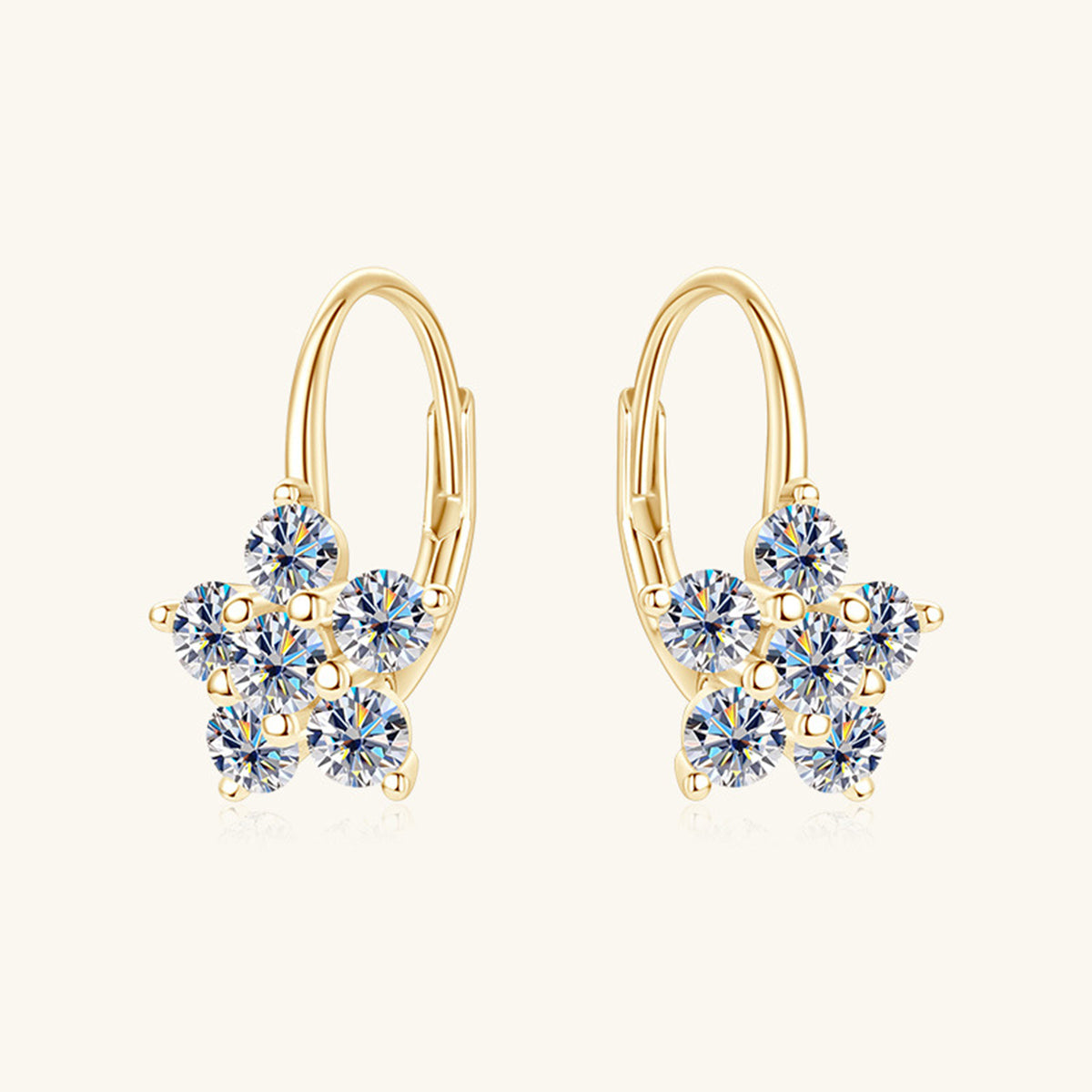 1.2 Carat 925 Sterling Silver Moissanite Flower Huggie Earrings