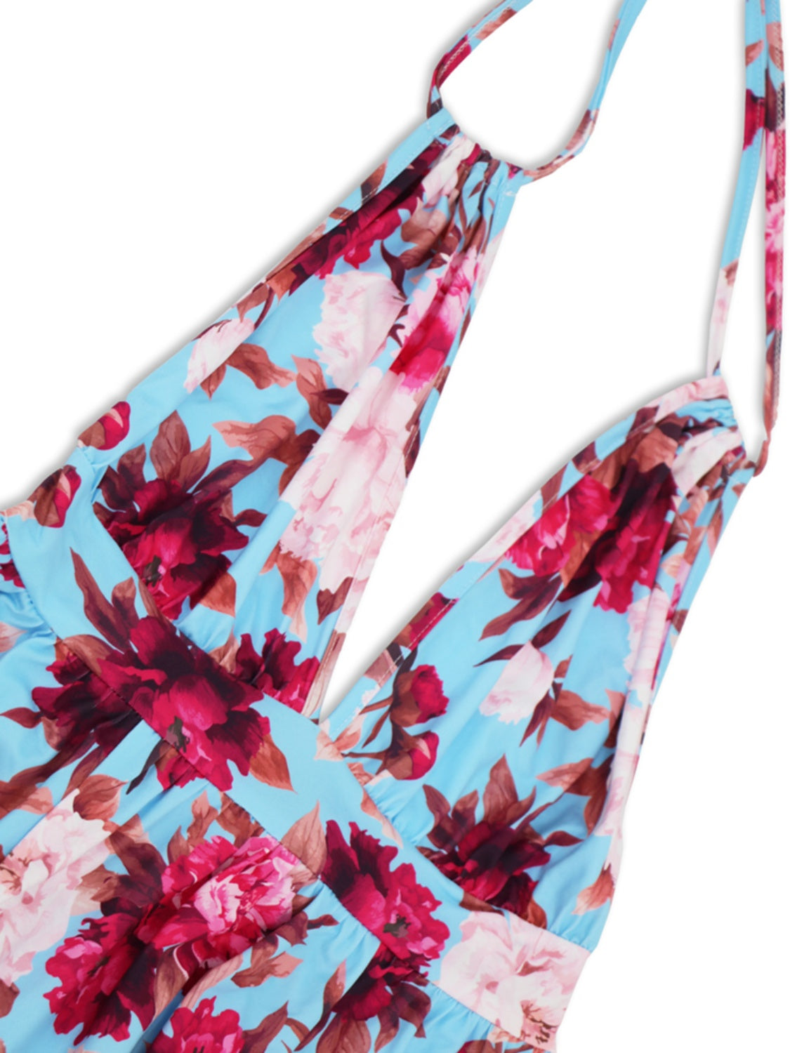 Slit Backless Printed Halter Neck Dress
