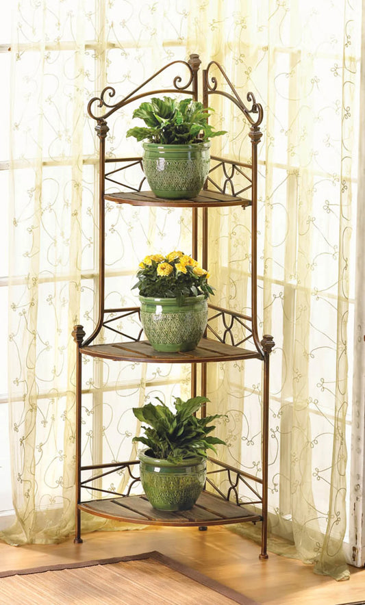 Rustic Corner Baker Rack 