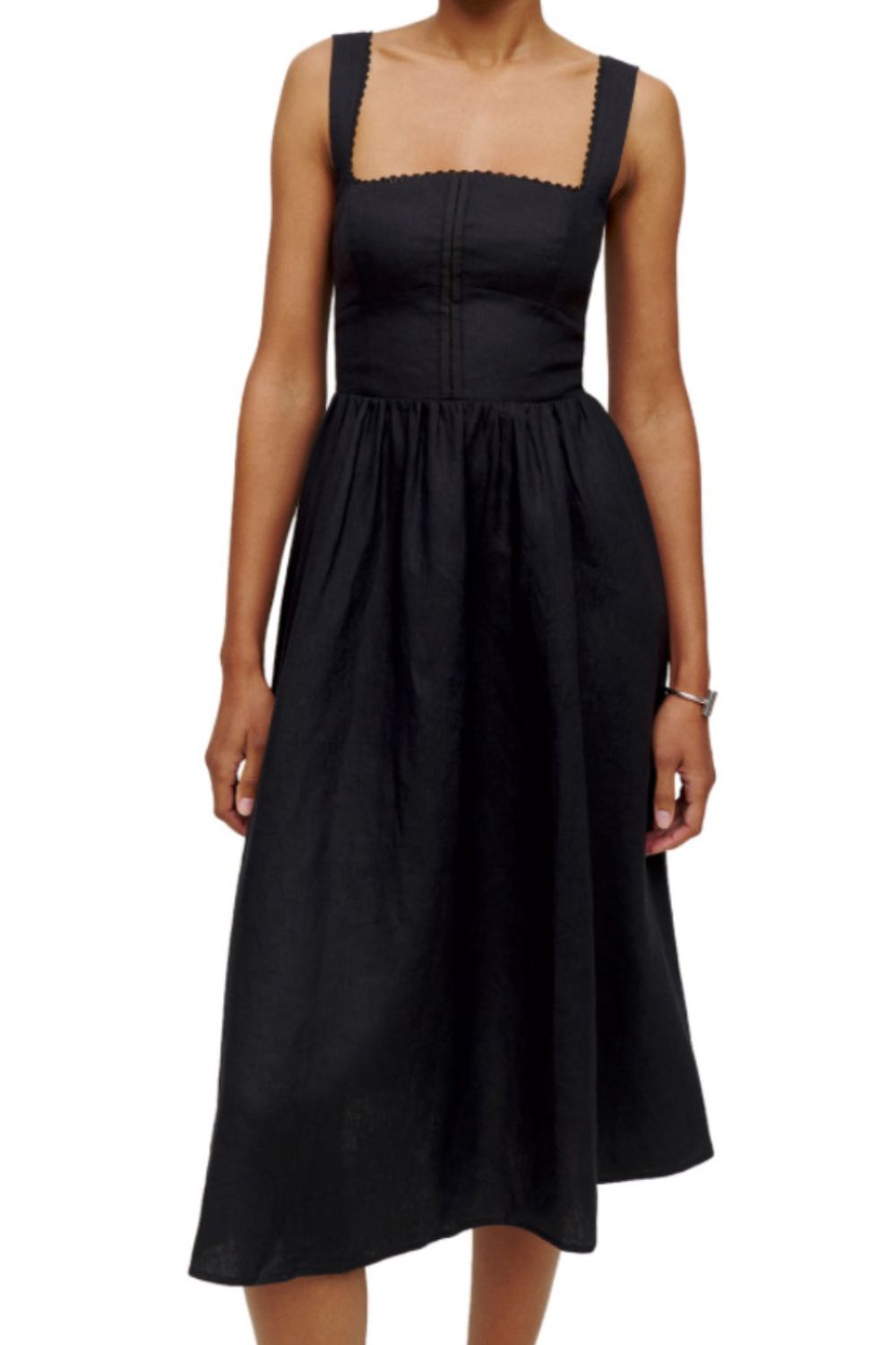 Square Neck Wide Strap Midi Dress