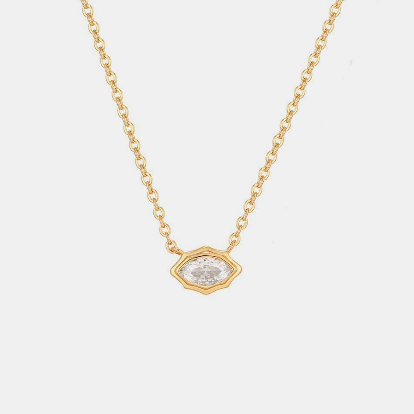 Inlaid Zircon Brass Pendant Necklace