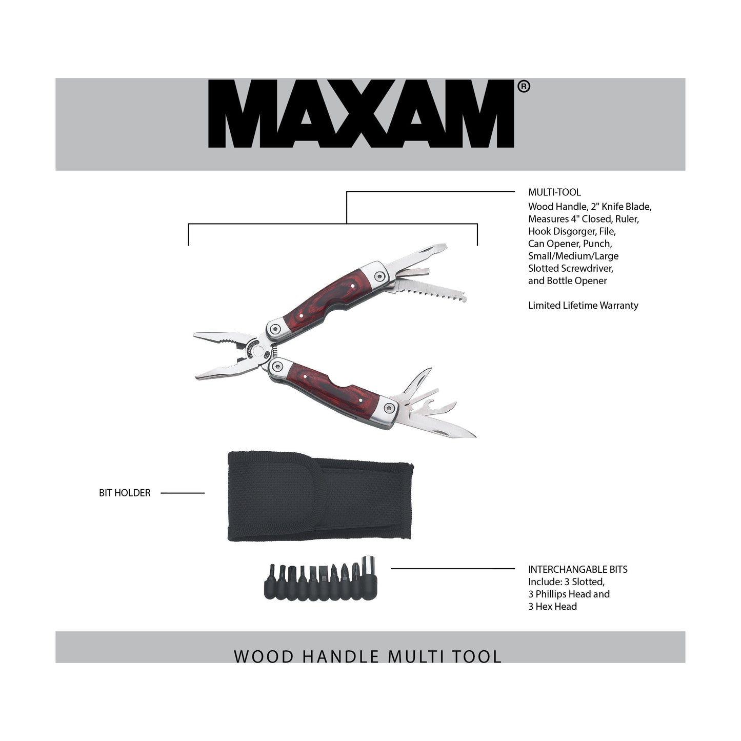 WOOD HANDLE MULTI TOOL