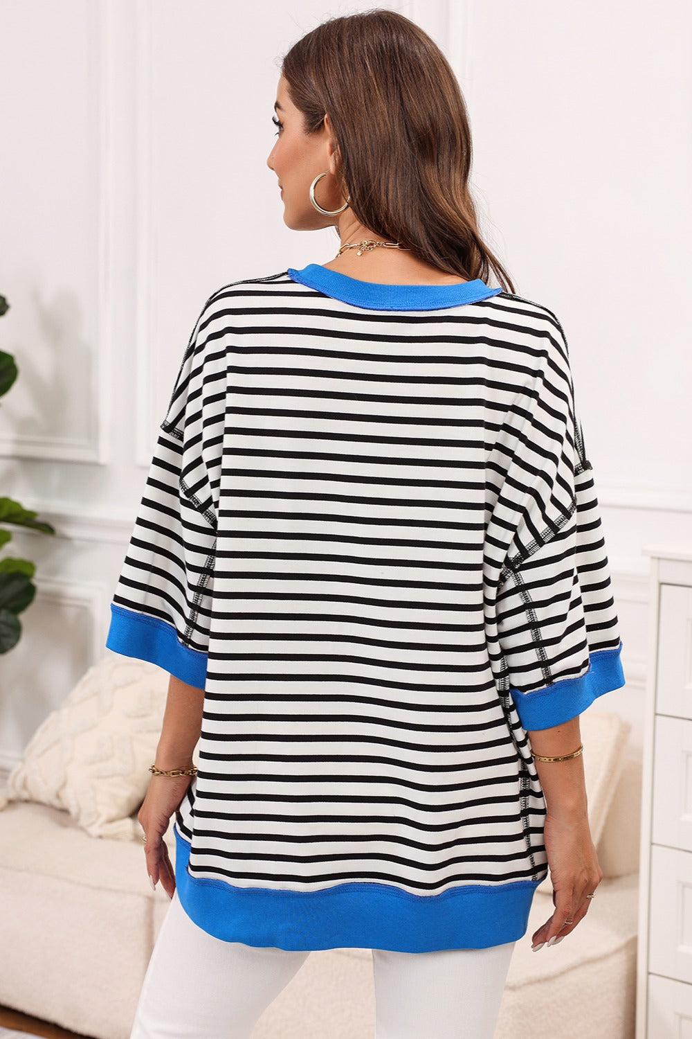 Striped Round Neck Half Sleeve T-Shirt