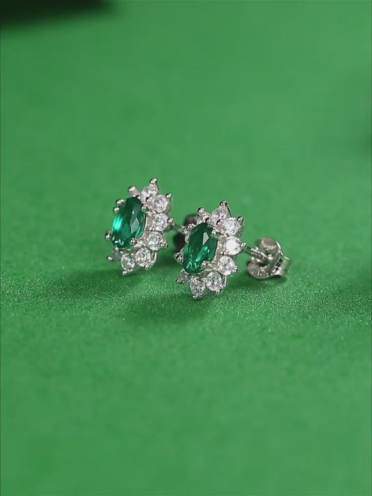 1 Carat Lab-Grown Emerald Stud Earrings