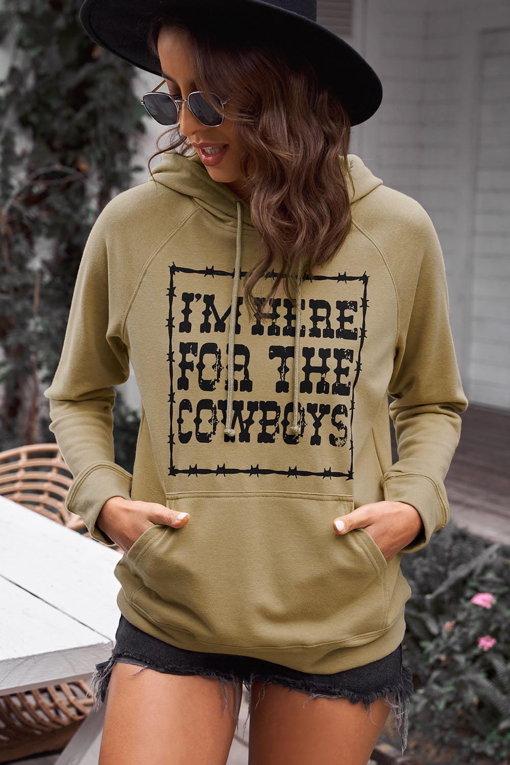 Letter Graphic Hoodie with Kangaroo Pocket