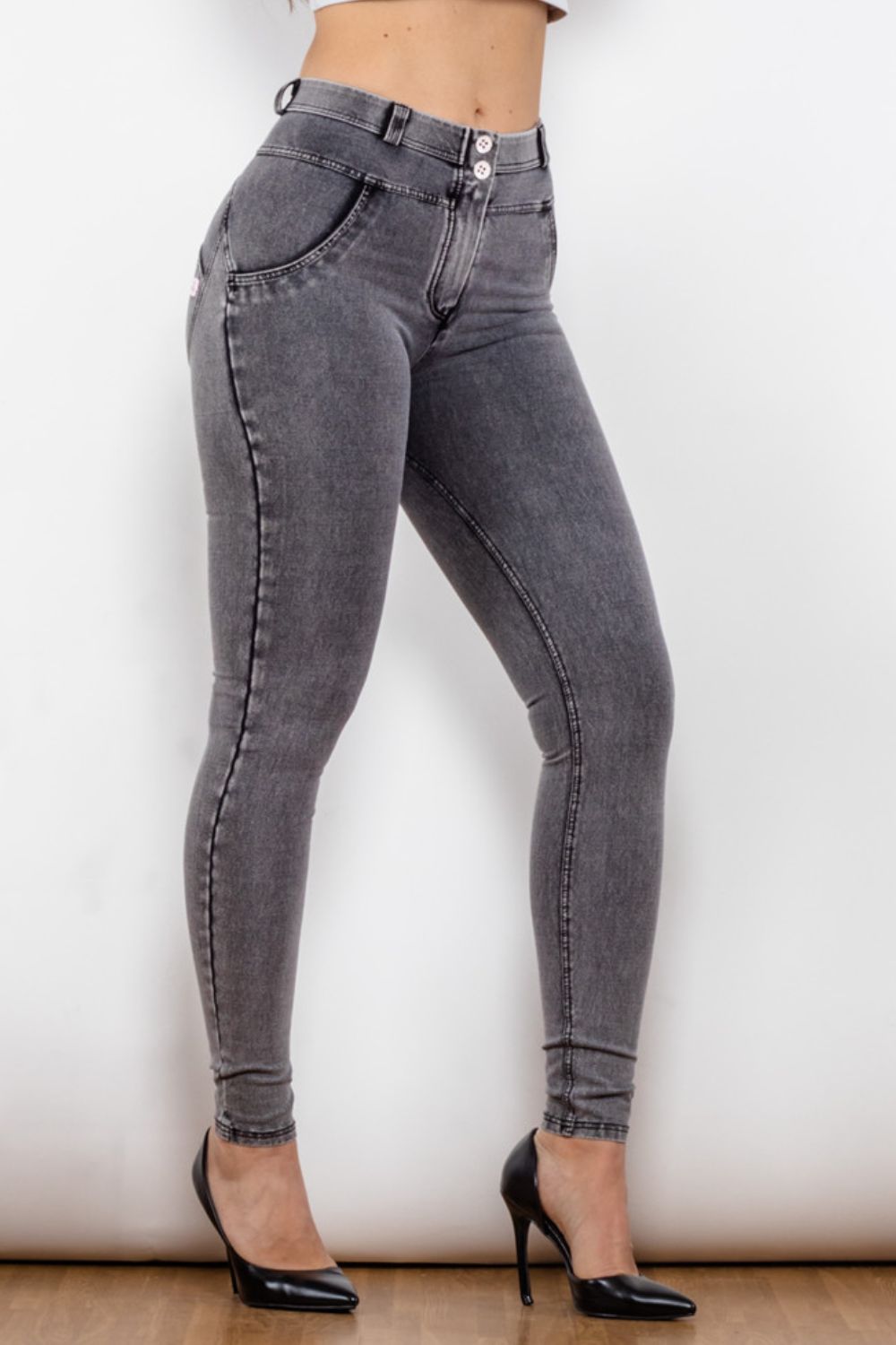 Buttoned Skinny Long Jeans