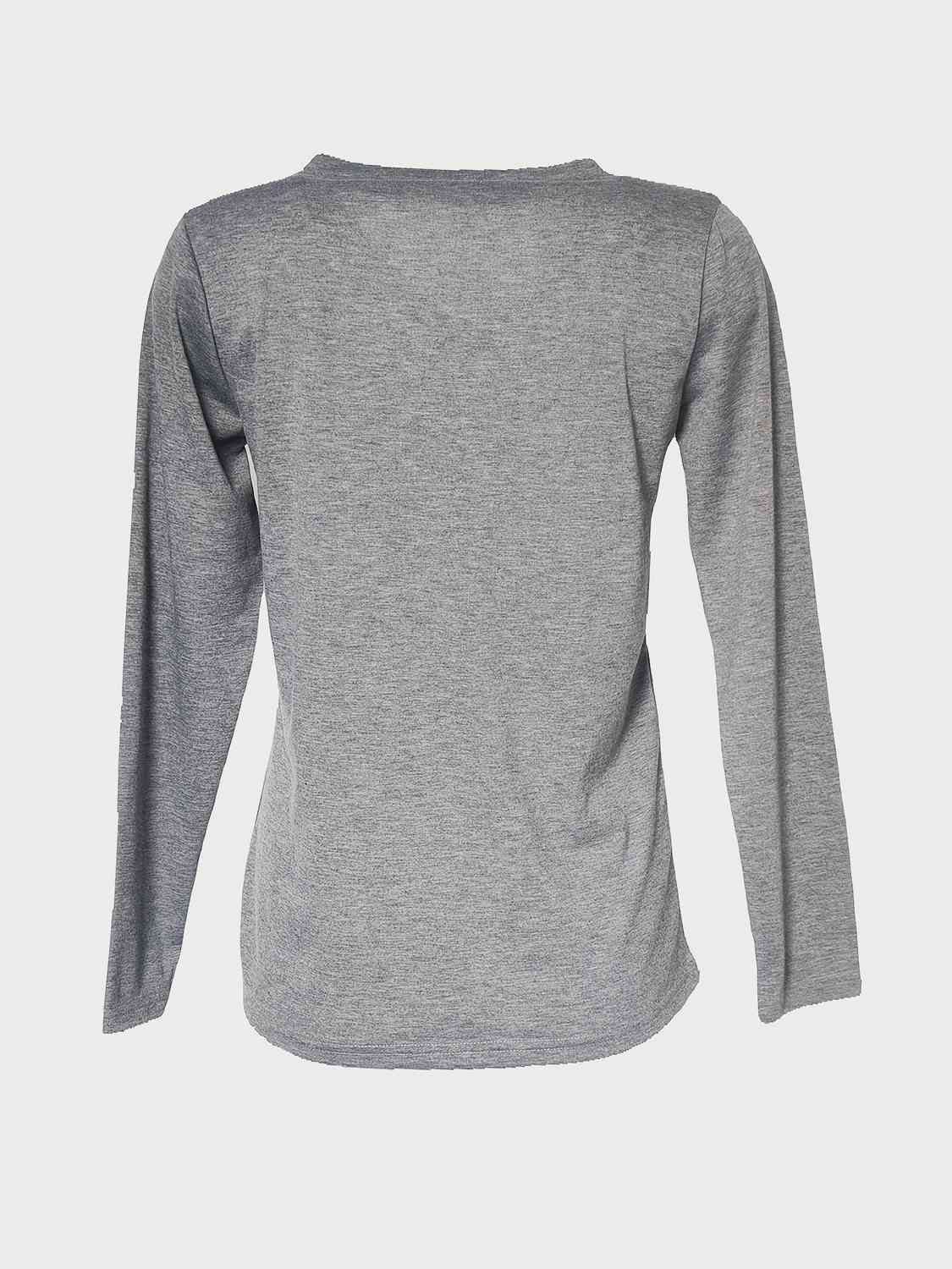 Decorative Button V-Neck T-Shirt
