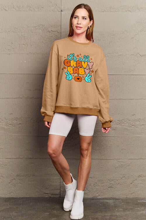 Simply Love Full Size IT'S ALL GRAVY BABY Long Sleeve Sweatshirt