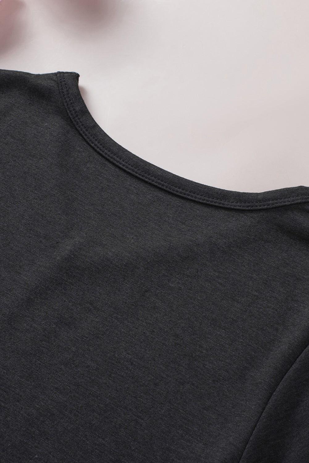 V-Neck Fringe Hem T-Shirt