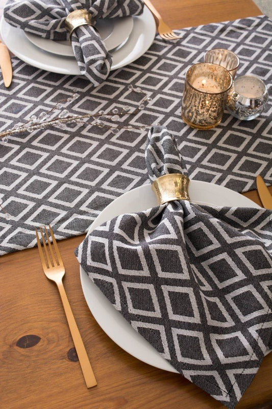 Black & White Diamond Table Runner 14X108 