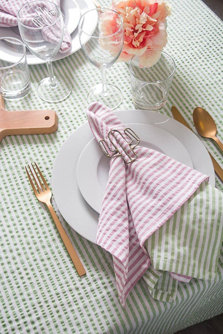 Bright Green Seersucker Tablecloth 60X104 
