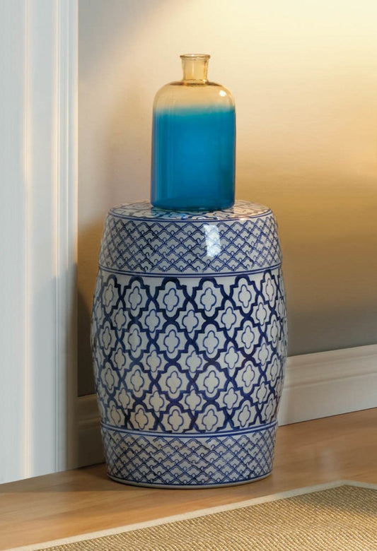 Blue And White Ceramic Decorative Stool 