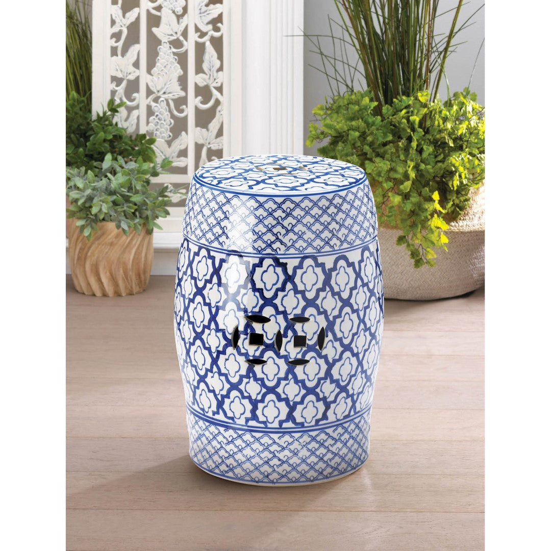 Blue And White Ceramic Decorative Stool 