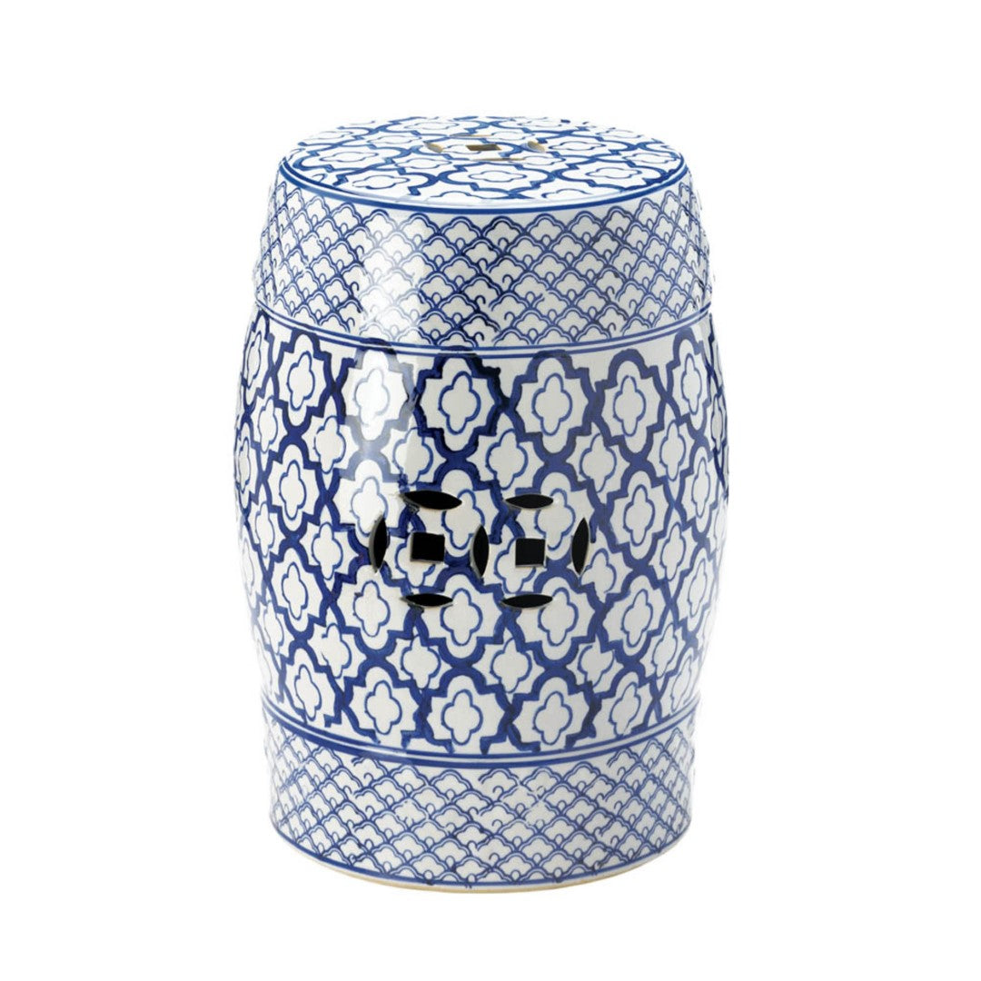 Blue And White Ceramic Decorative Stool 