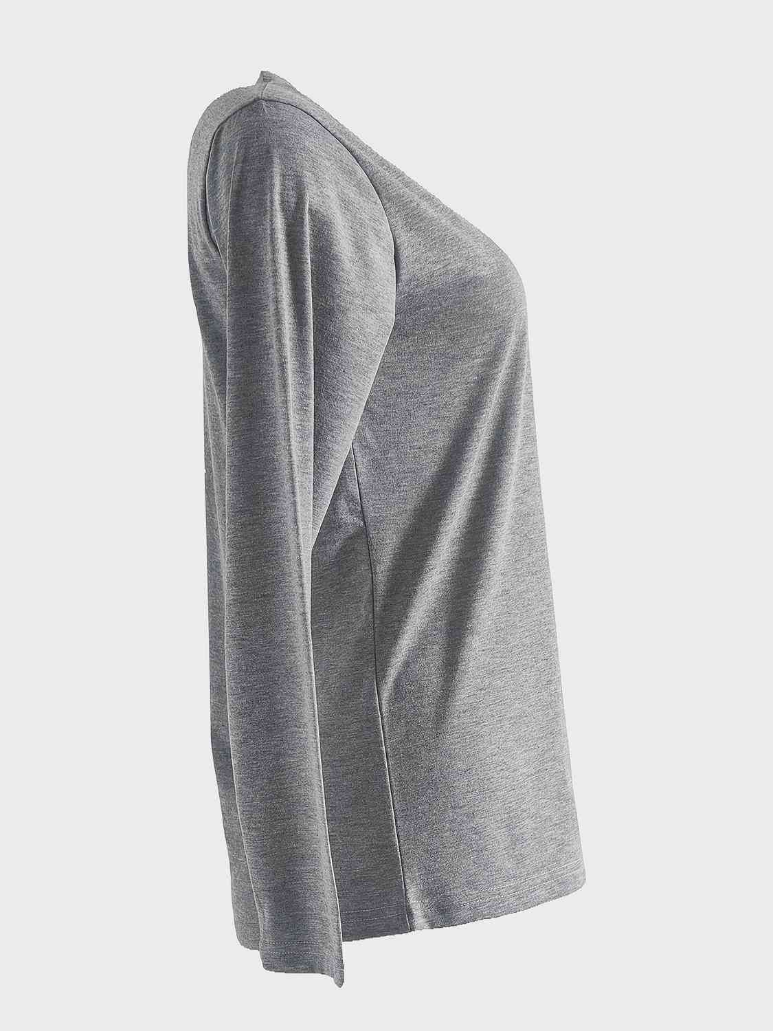 Decorative Button V-Neck T-Shirt